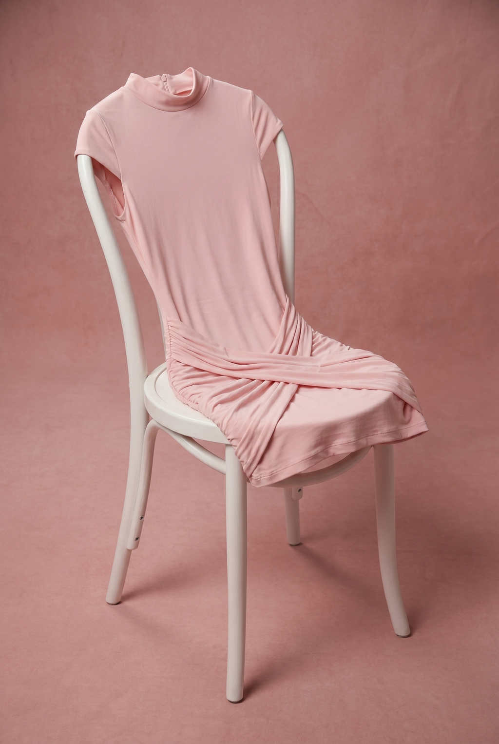 Pink Ruched Mini Elbise