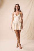 Floral Corset Mini Elbise - önden görünüm