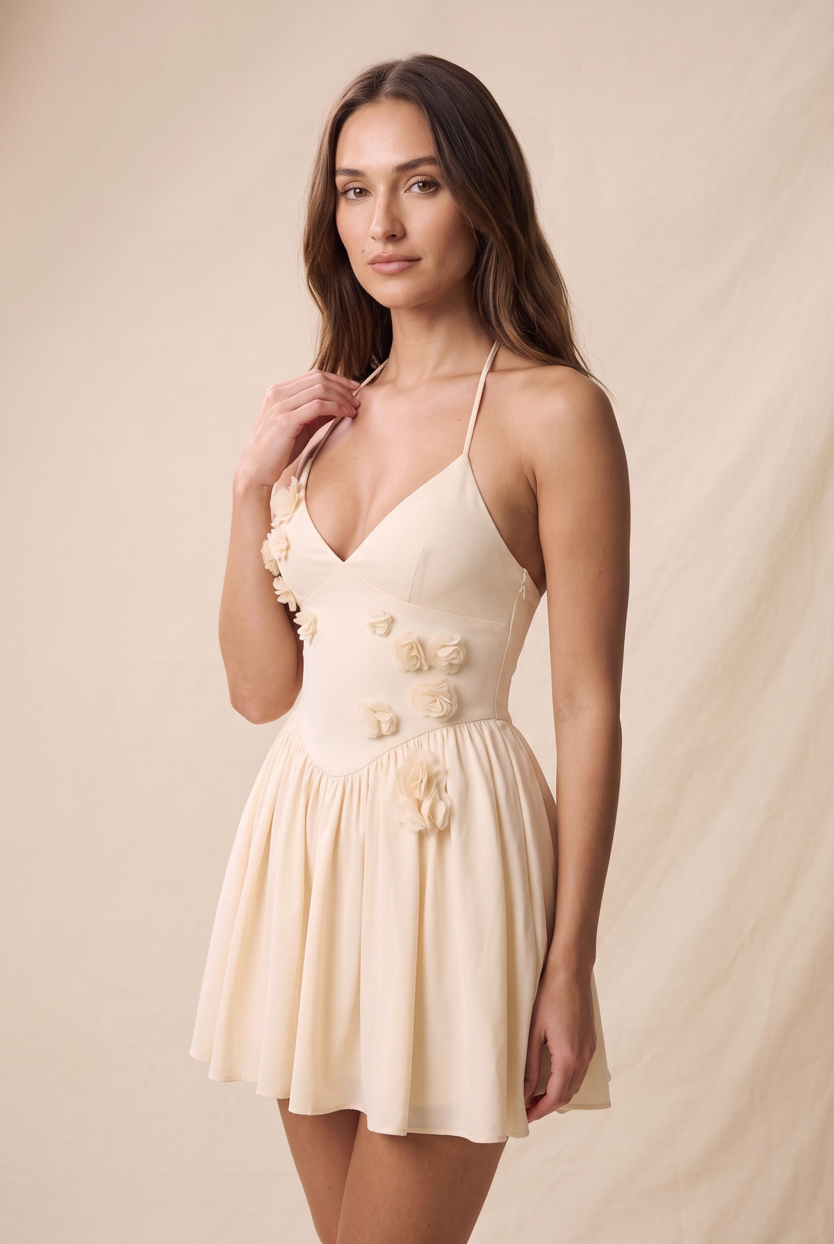 Floral Corset Mini Elbise - çiçek detayı