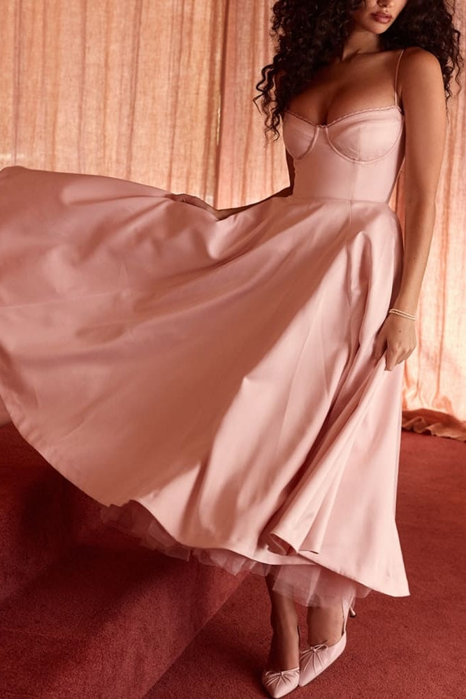 Ballerina Pembe Midi Elbise