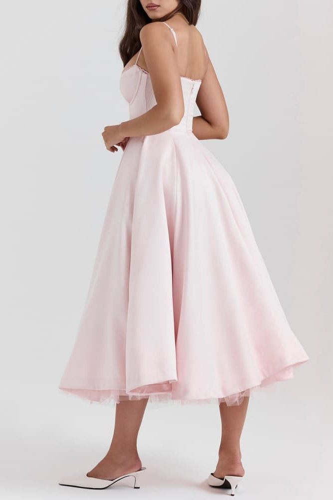 Ballerina Pembe Midi Elbise