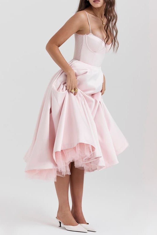Ballerina Pembe Midi Elbise