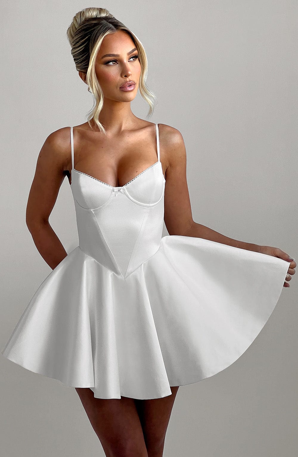 Poppy Mini Elbise - Fildişi Rengi