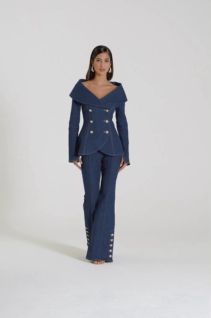 Kendra Koyu Denim Pantolon — Doucée ürün videosu
